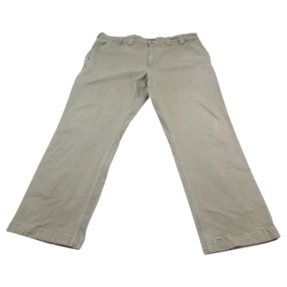 Duluth Flex Fire Hose Utility Workwear Pants Men 44x32 Beige Stretch Relaxed Fit - Picture 1 of 9